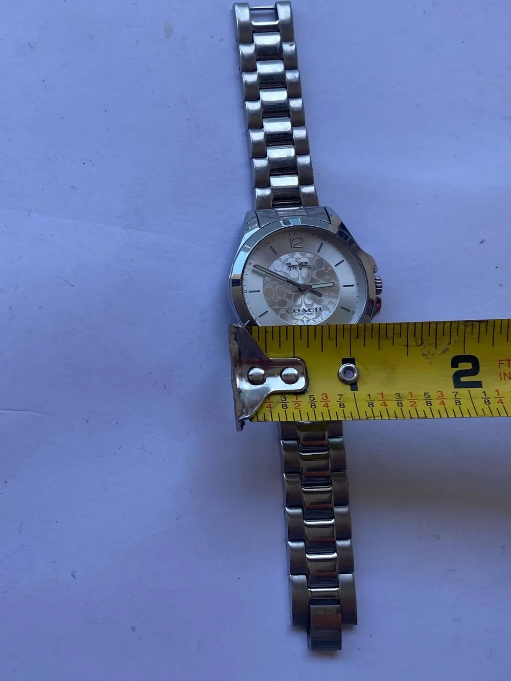 COACH Silver Stainless Steel Signature C Dial Horse Carriage Watch Y2K Preppy